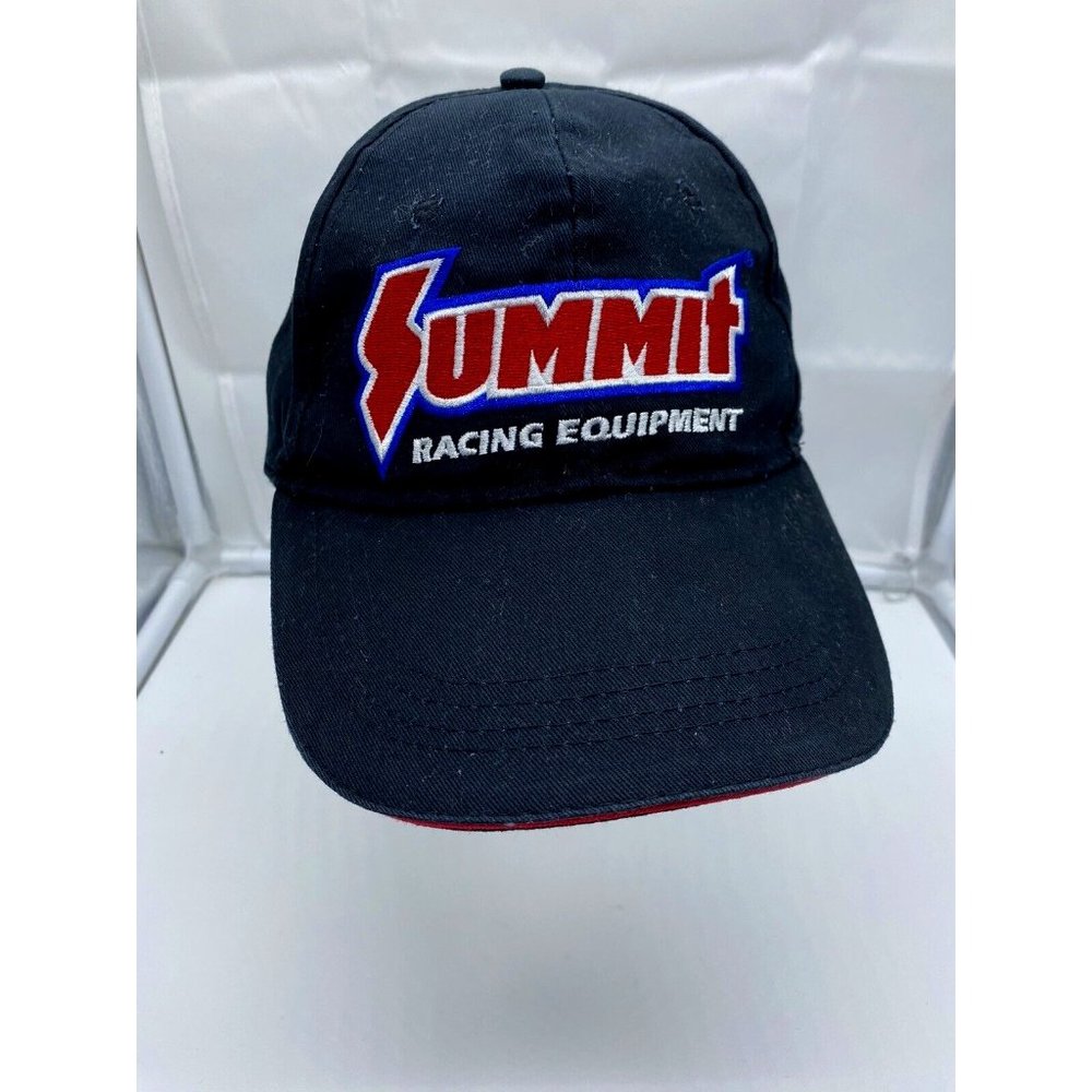 Summit Racing Equipment Black Adjustable Adult Baseball Cap Hat Hook-Loop